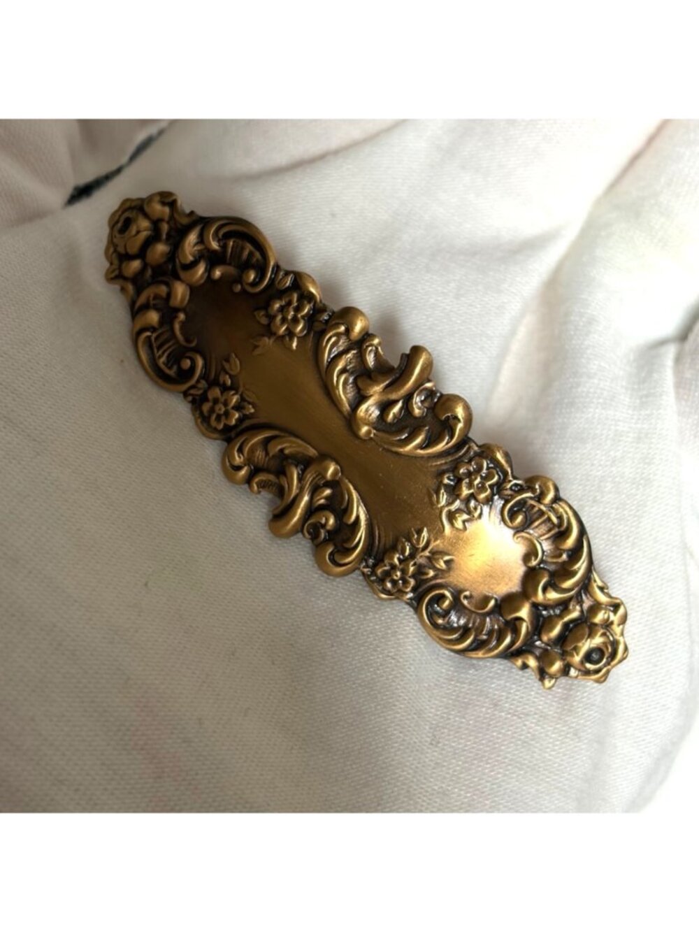 Vintage Brass Tone Ornate Art Nouveau Barrette Hair Clip Made in France 2.5" - Picture 3 of 6